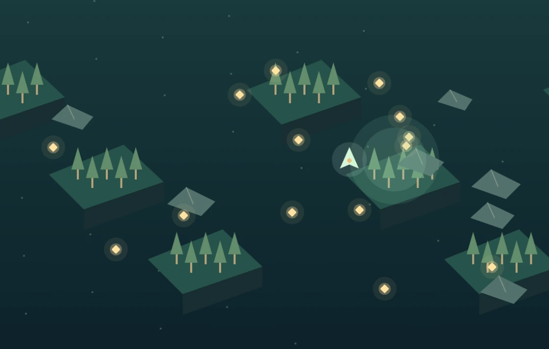 Lumen Trail: a small glider among glowing lights and original floating islands